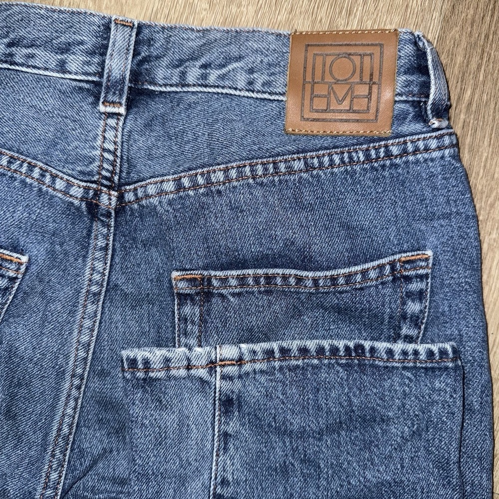Toteme Twisted Seam Denim Washed Blue Women's 26 Jeans Straight Leg Italy